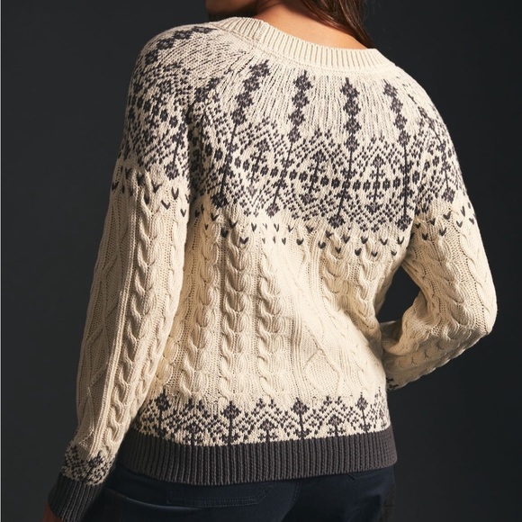 NWT Anthropologie Cable-knit Fairisle Sweater - Picture 3 of 8